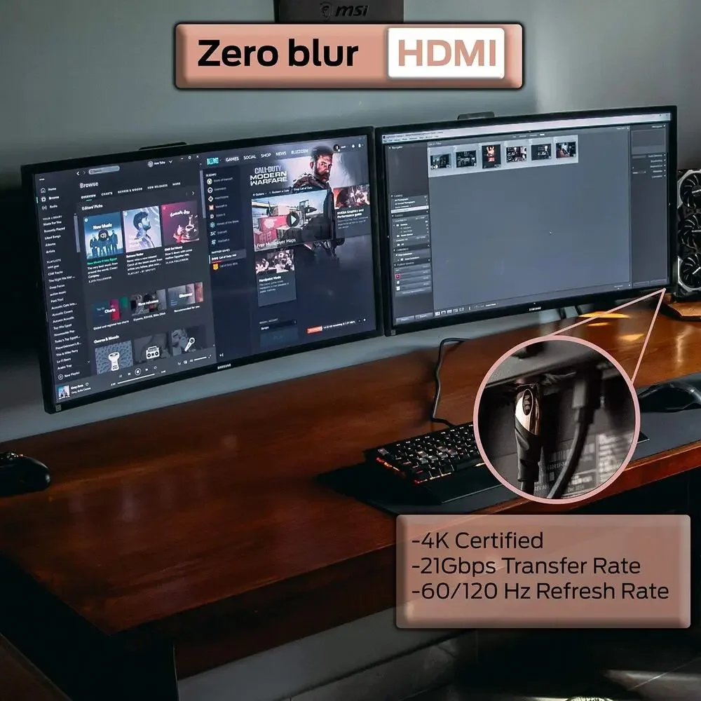 Monster HDMI Cable 8ft 4K Ultra Hd With Ethernet Cord 60/120 Hz